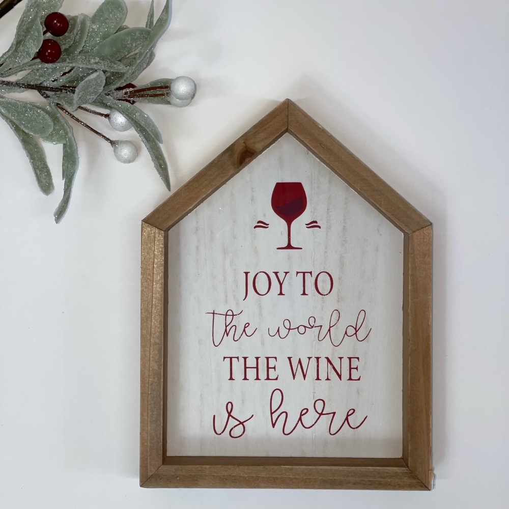 Christmas Tabletop Sign Home Decor Holiday Wine Glass Decorations Santa Wreath